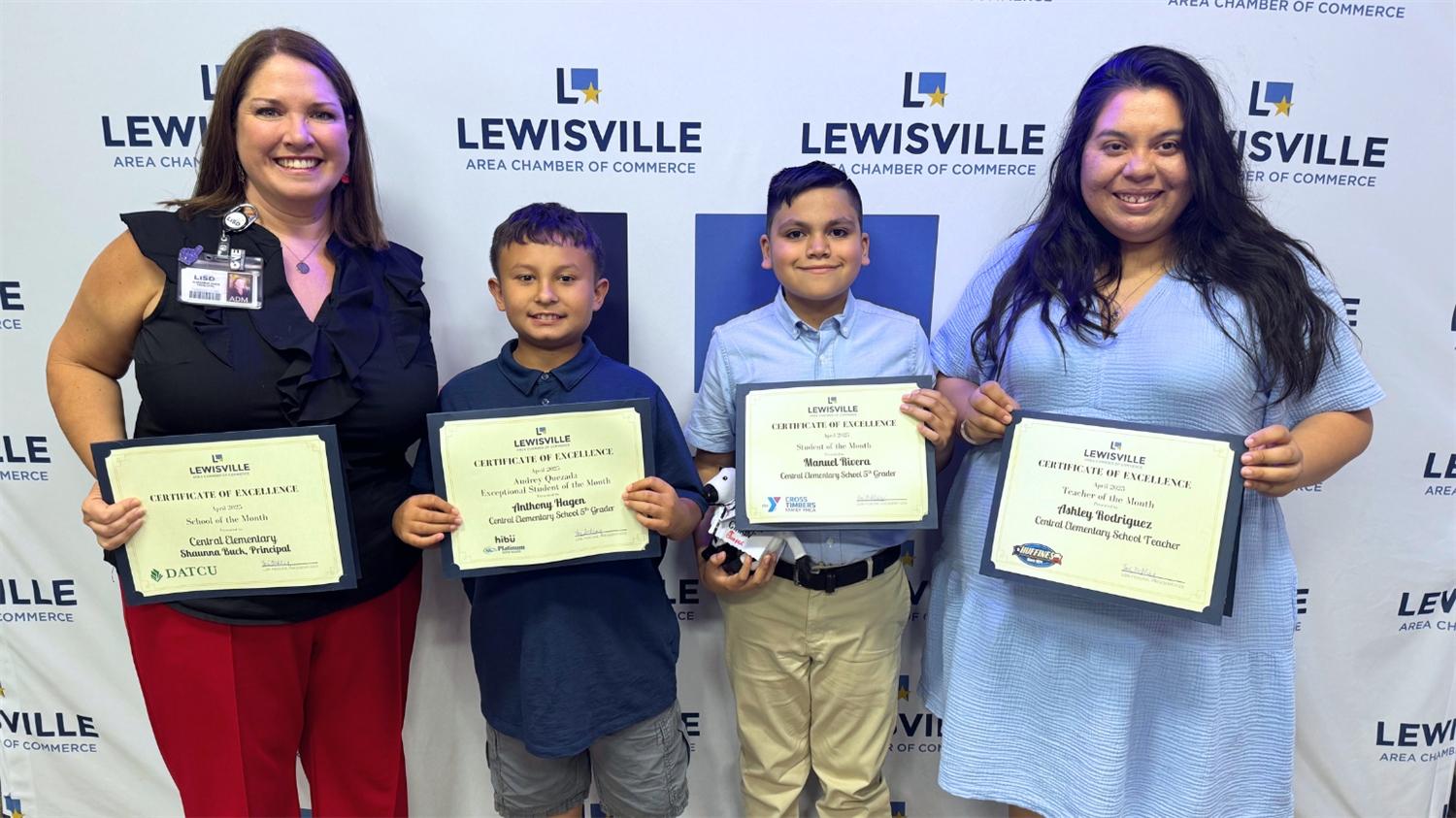  Students and staff from Central Elementary were recognized by the Lewisville Chamber. April 2025